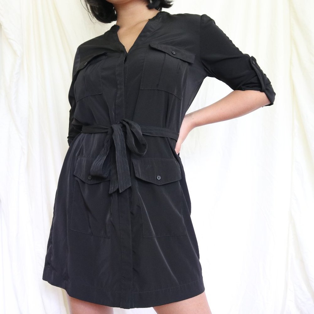 Express Black Button Down Shirt Dress - EUC